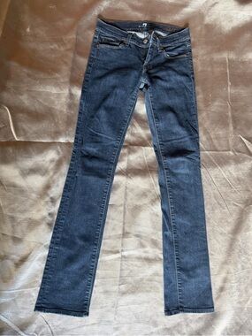 7 For All Mankind Women's Dark Blue Straight Leg Jeans